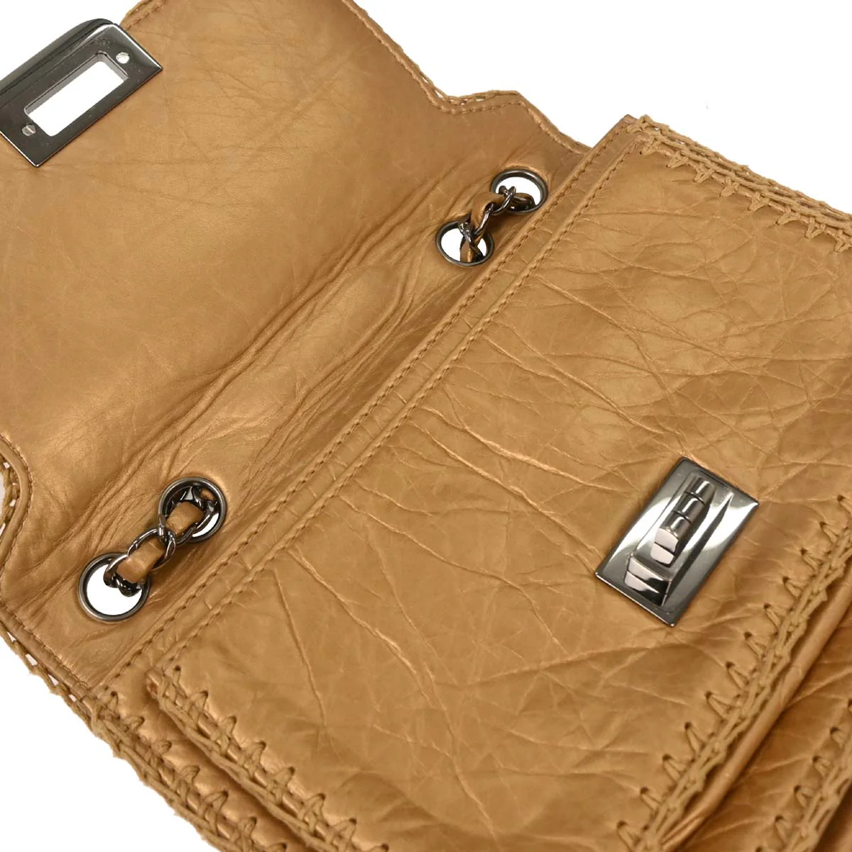 Chanel Gold Calfskin Mademoiselle Lock Shoulder Bag - Image 6