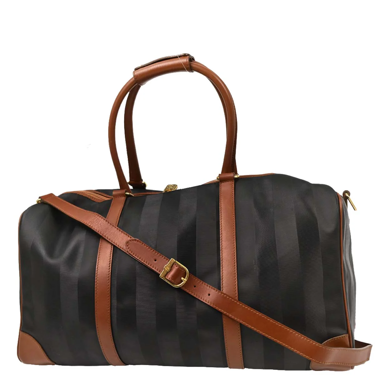 Fendi Black PVC Pequin 2way Shoulder Duffle Handbag - Image 2