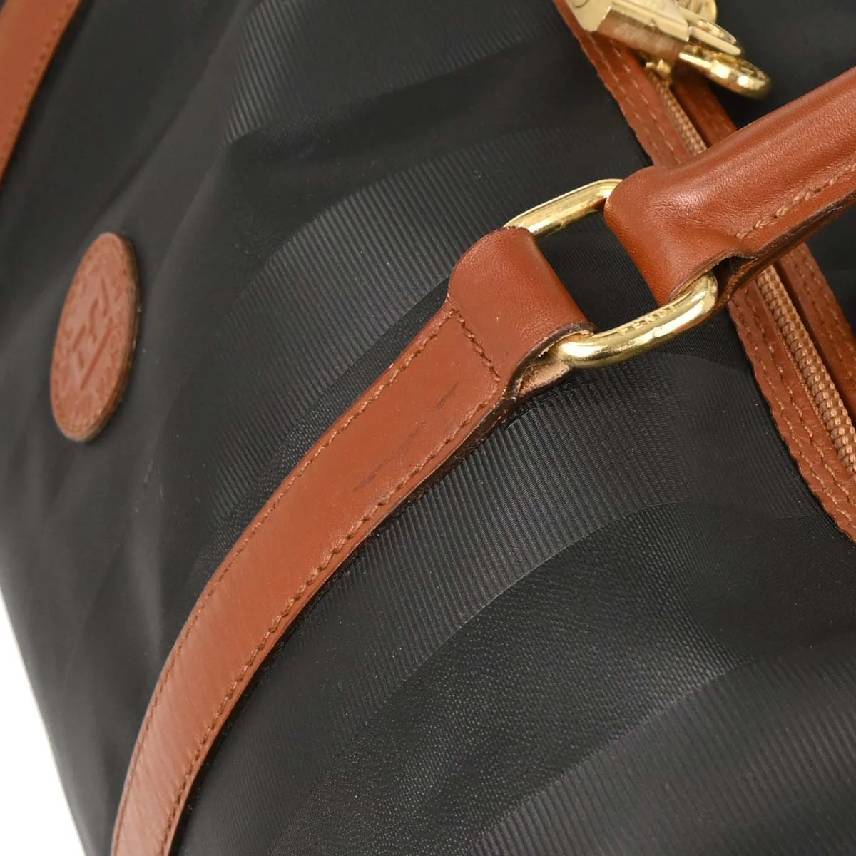 Fendi Black PVC Pequin 2way Shoulder Duffle Handbag - Image 3