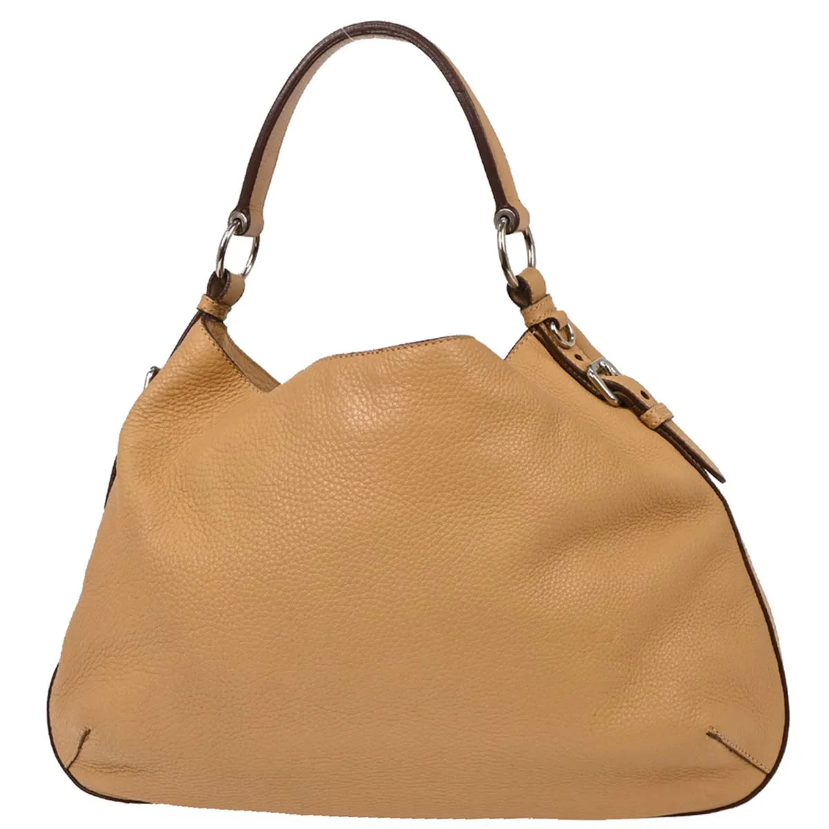 Prada Beige Leather Hobo Handbag - Image 2