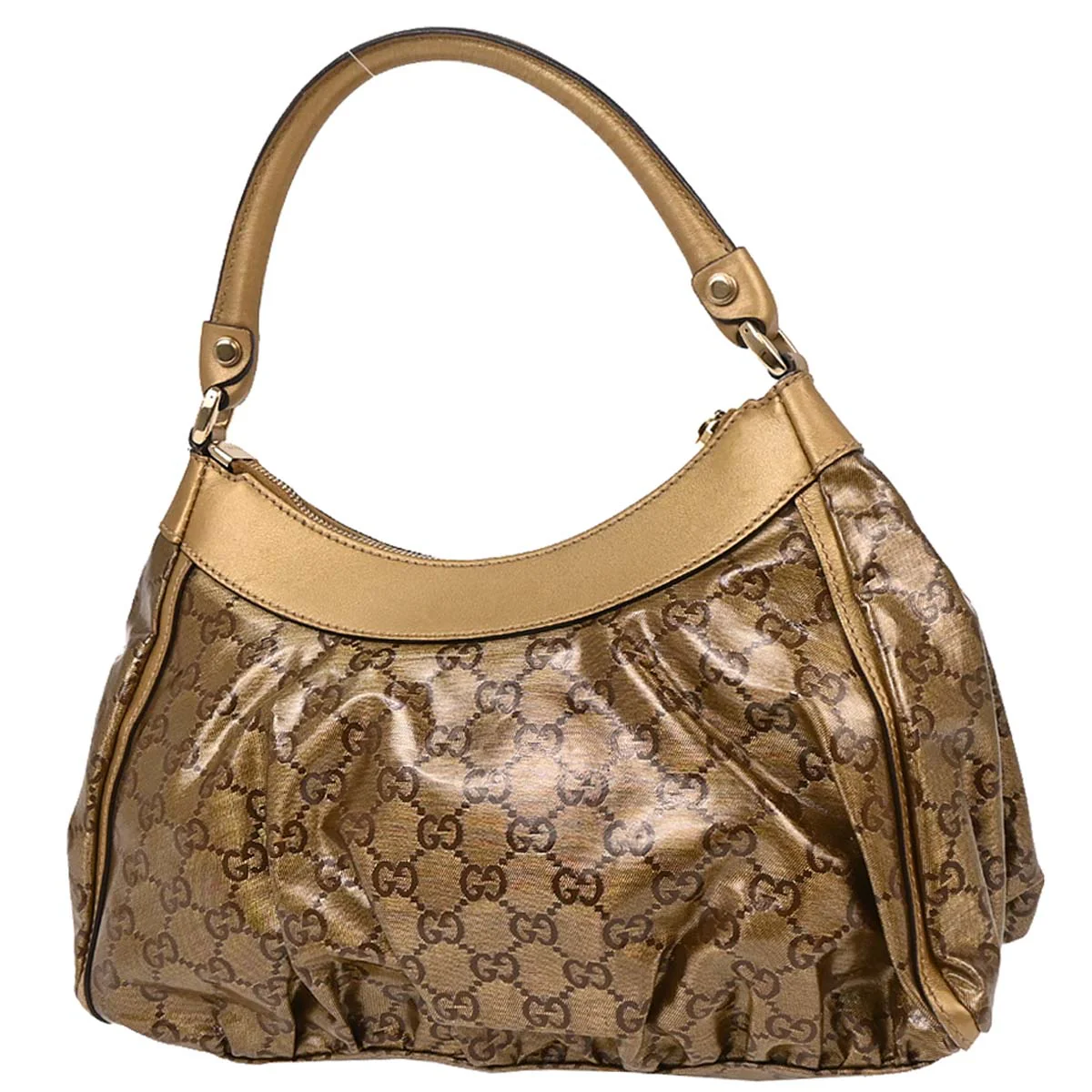 Gucci Gold PVC GG Hobo Abbey D Ring Handbag - Image 2