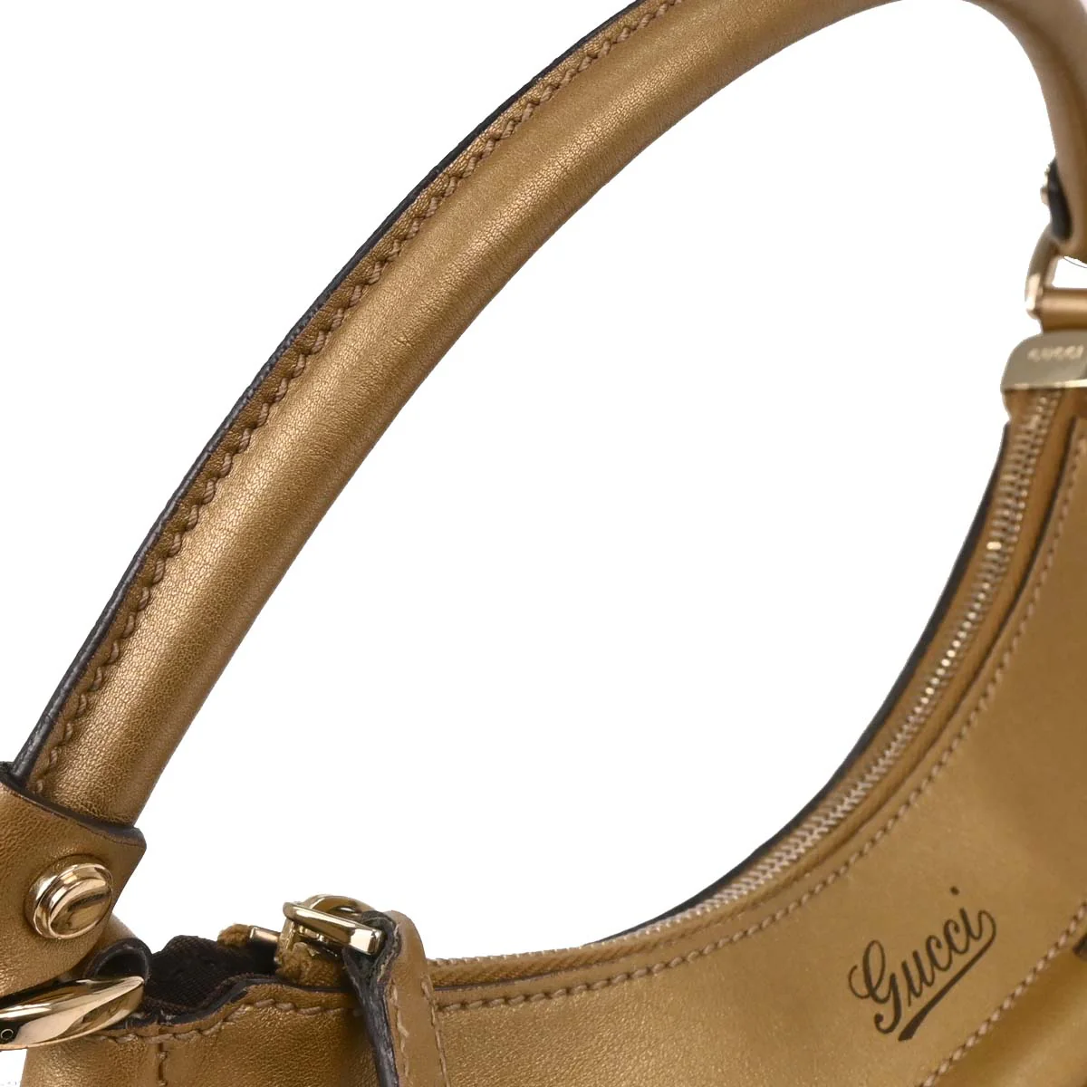 Gucci Gold PVC GG Hobo Abbey D Ring Handbag - Image 6