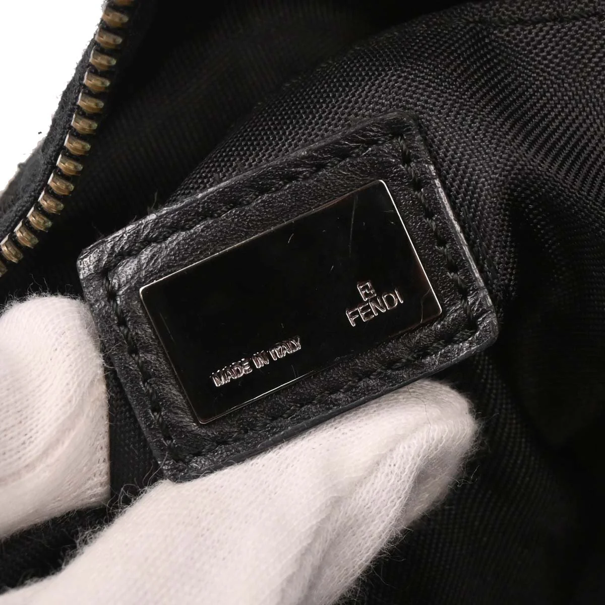 Fendi Black Canvas Zucchino Handbag - Image 9