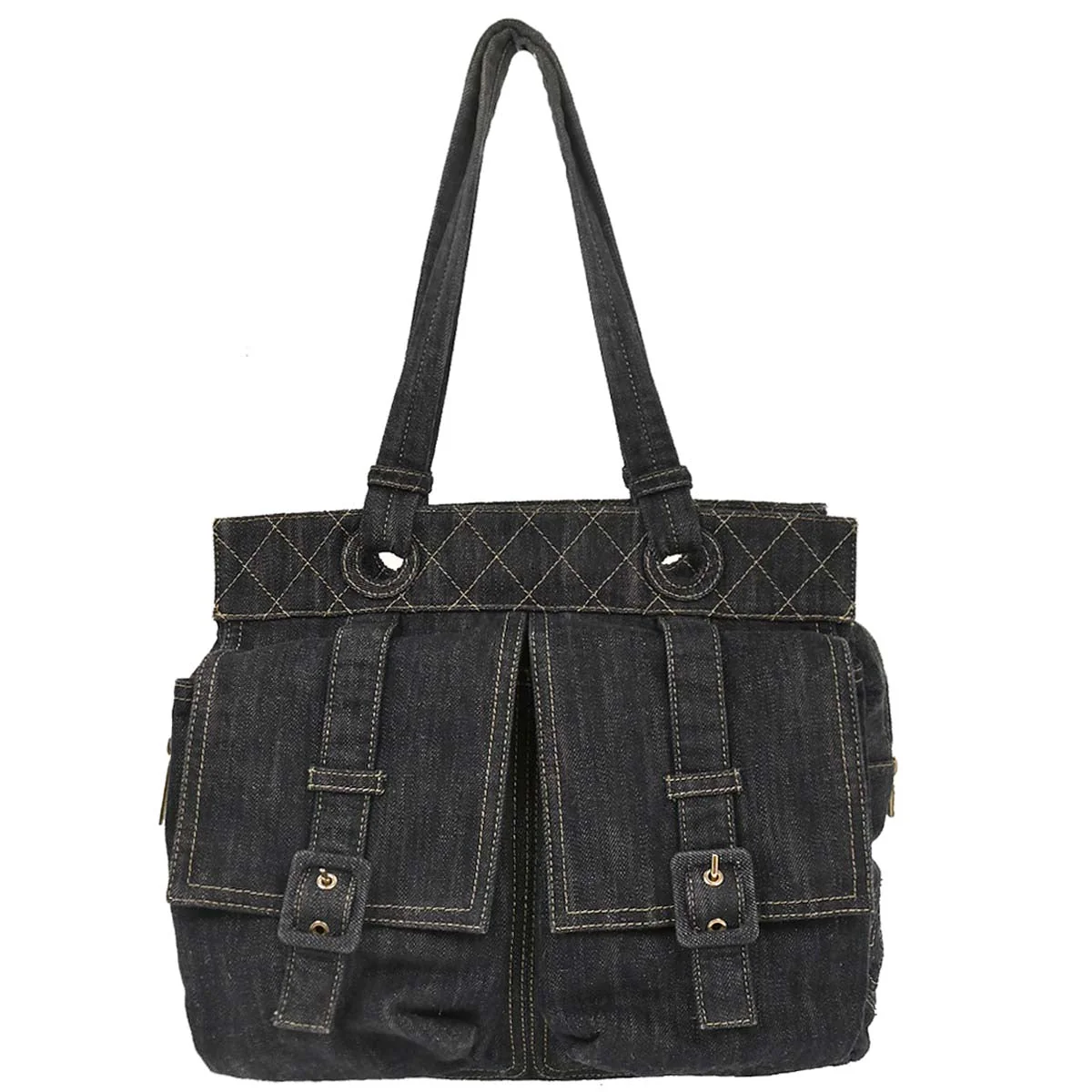 Chanel 2005-2006 Navy Sparkling Denim Tote Handbag