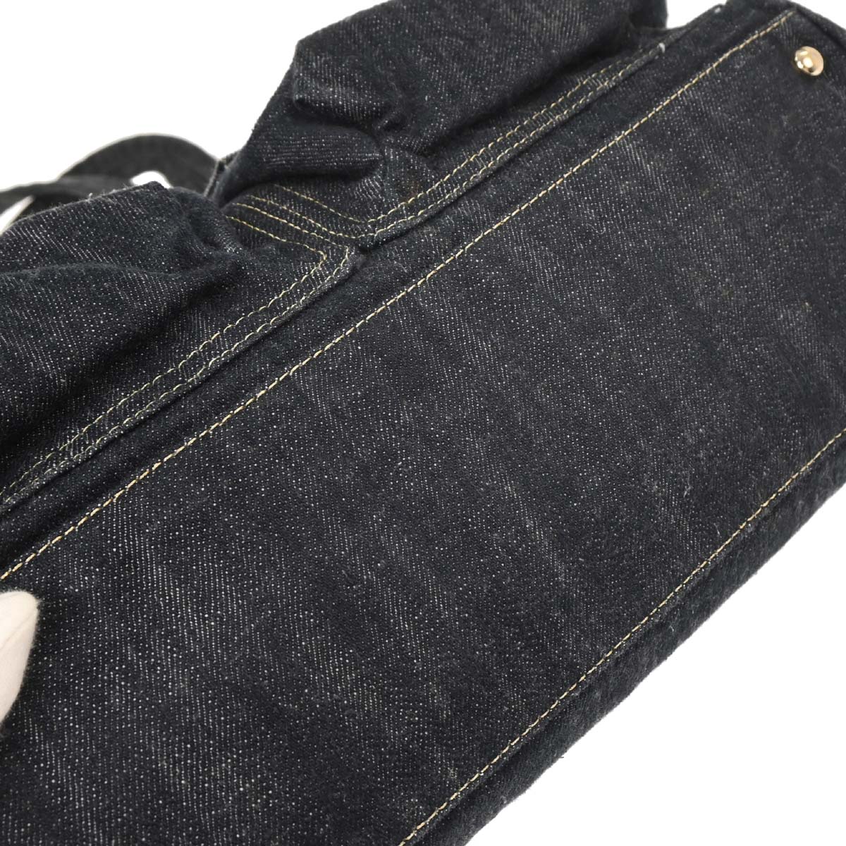 Chanel 2005-2006 Navy Sparkling Denim Tote Handbag - Image 5