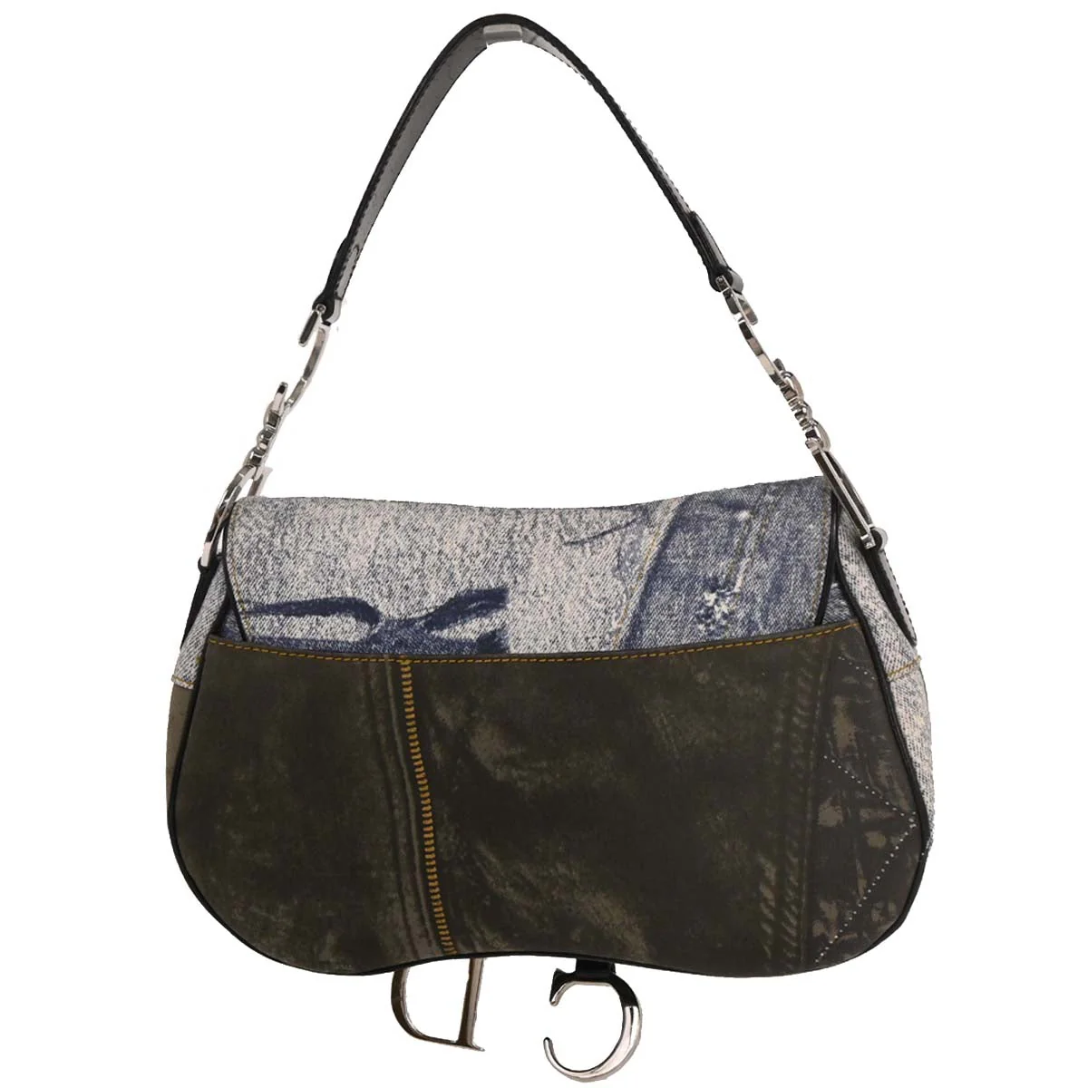 Christian Dior Light Blue Canvas Double Saddle Handbag - Image 2