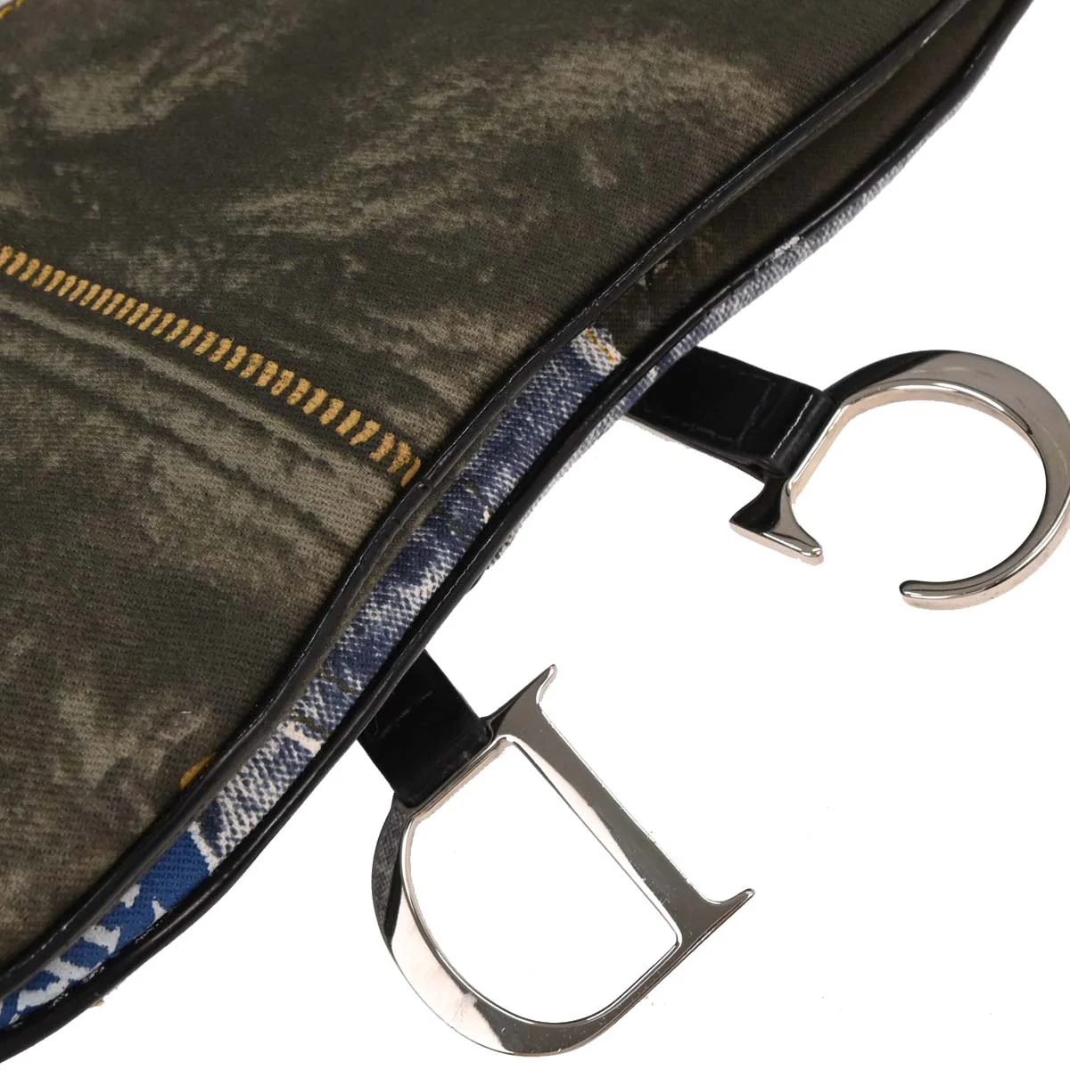 Christian Dior Light Blue Canvas Double Saddle Handbag - Image 4