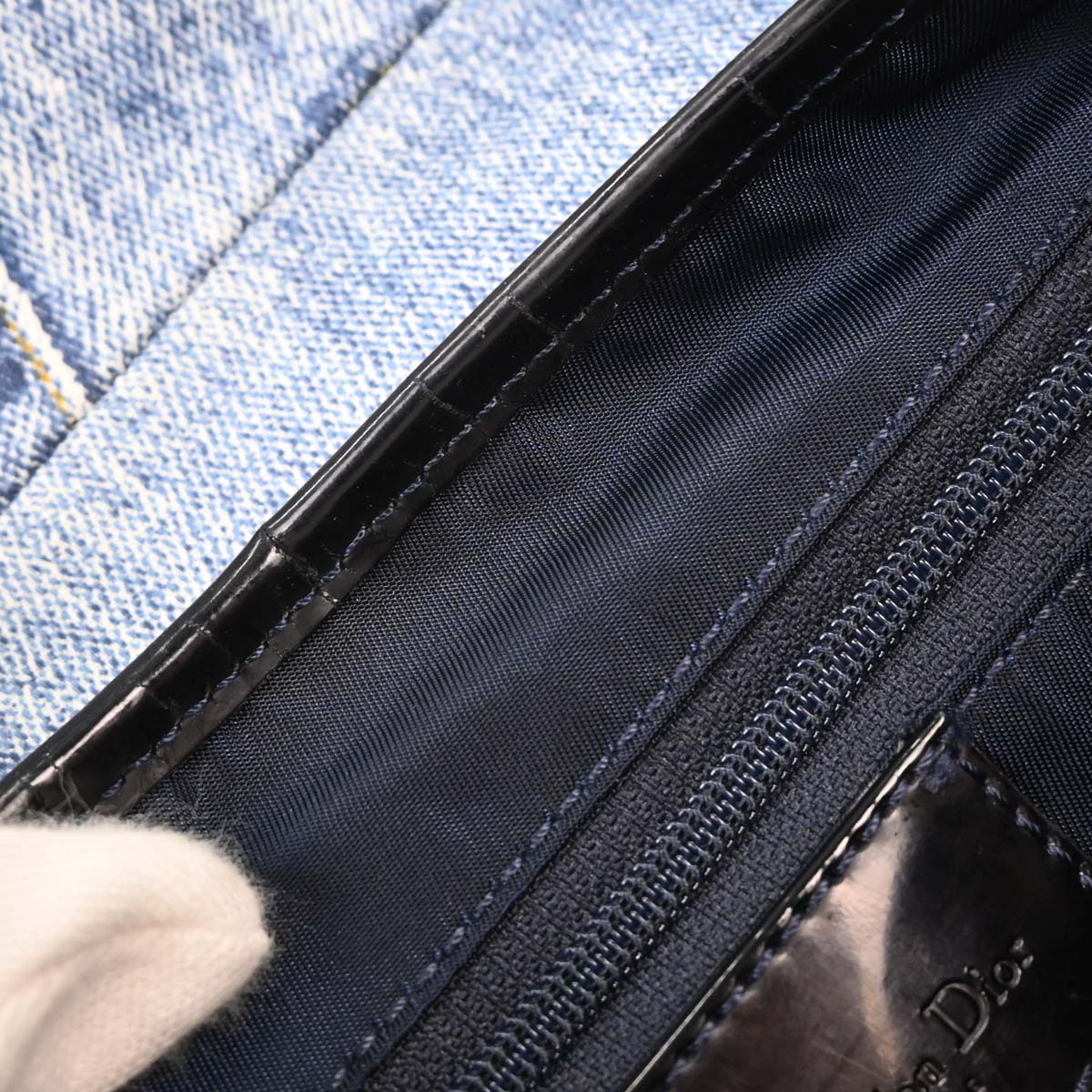 Christian Dior Light Blue Canvas Double Saddle Handbag - Image 8