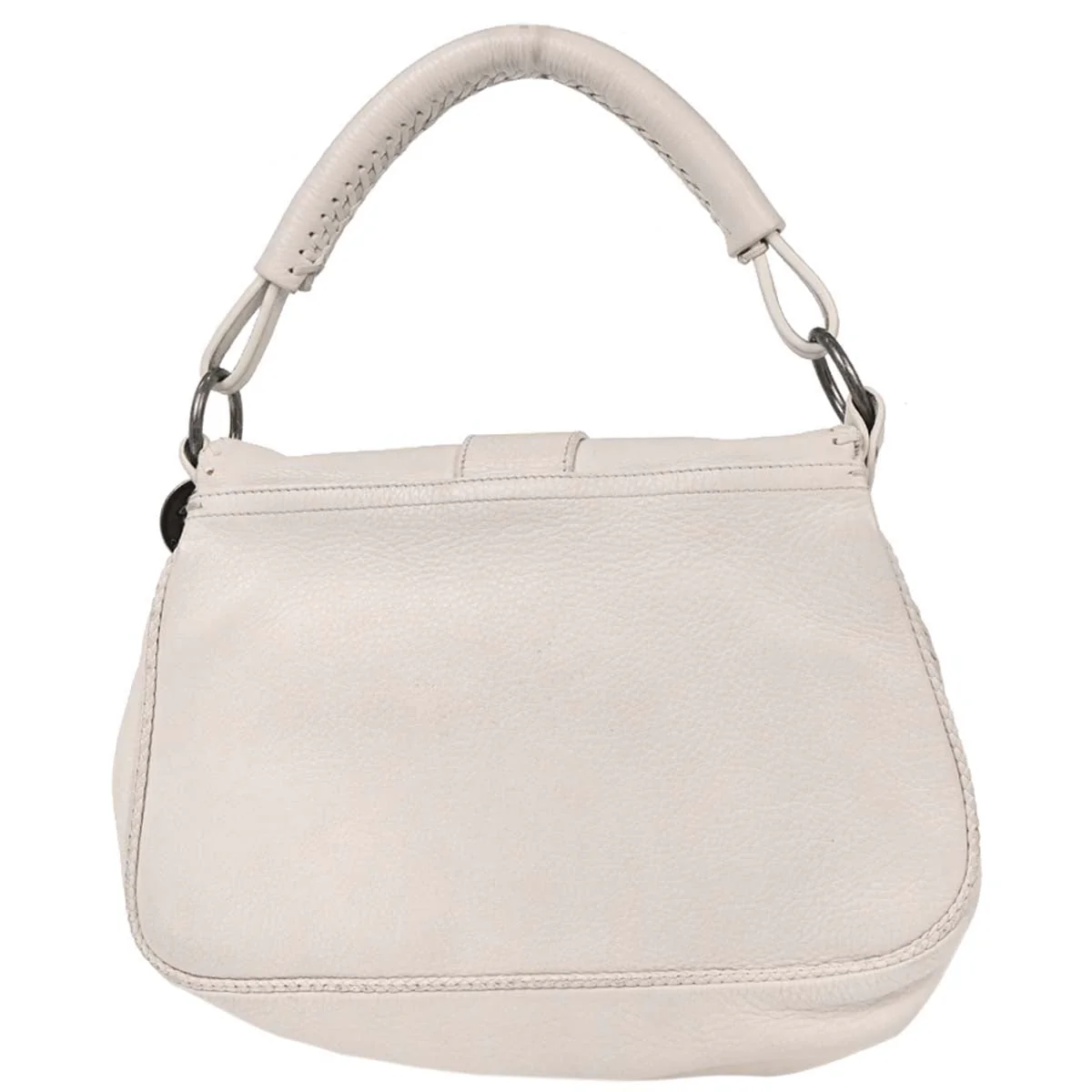 Christian Dior White Leather Gaucho Saddle Handbag - Image 2