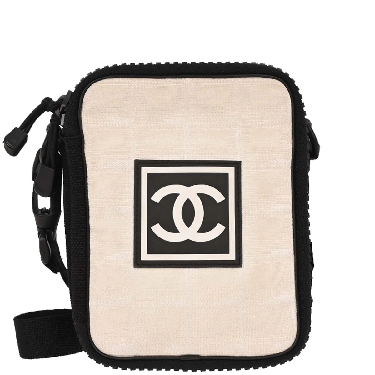 Chanel 2003-2004 Black White New Travel Line Crossbody Bag
