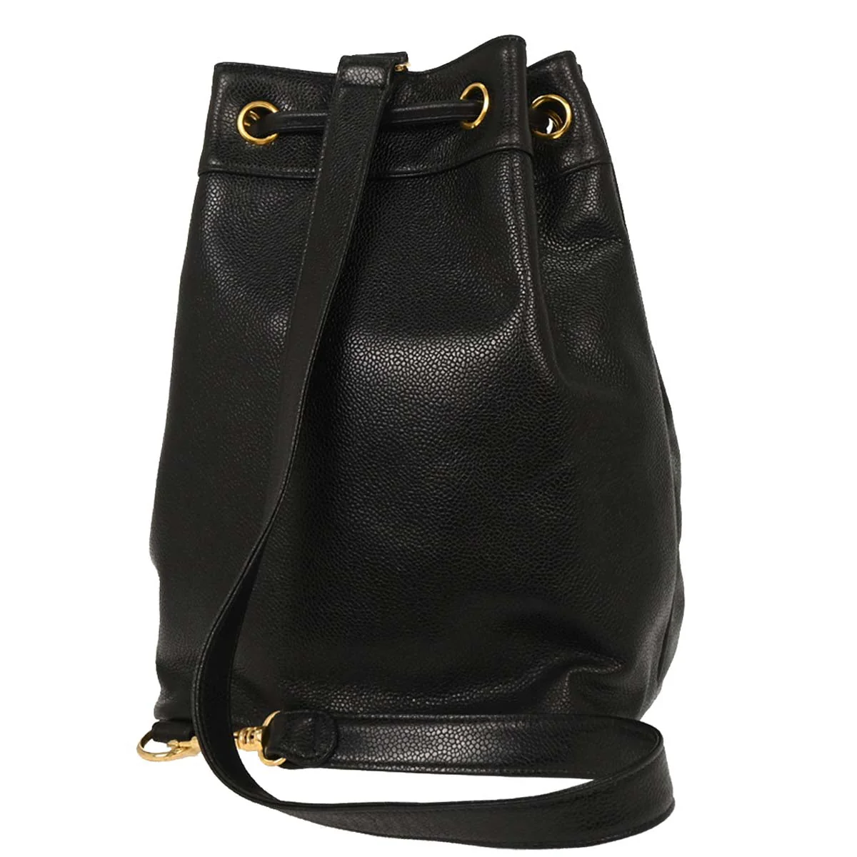 Chanel 1989-1991 Black Calfskin Drawstring Shoulder Bag - Image 2