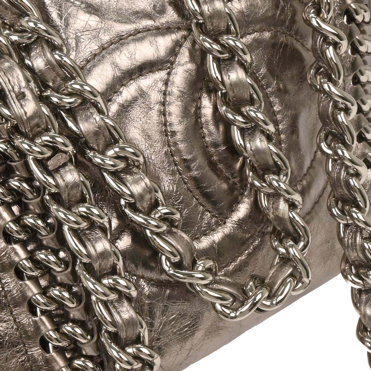 Chanel 2008-2009 Silver Calfskin Luxury Line Tote Handbag - Image 3