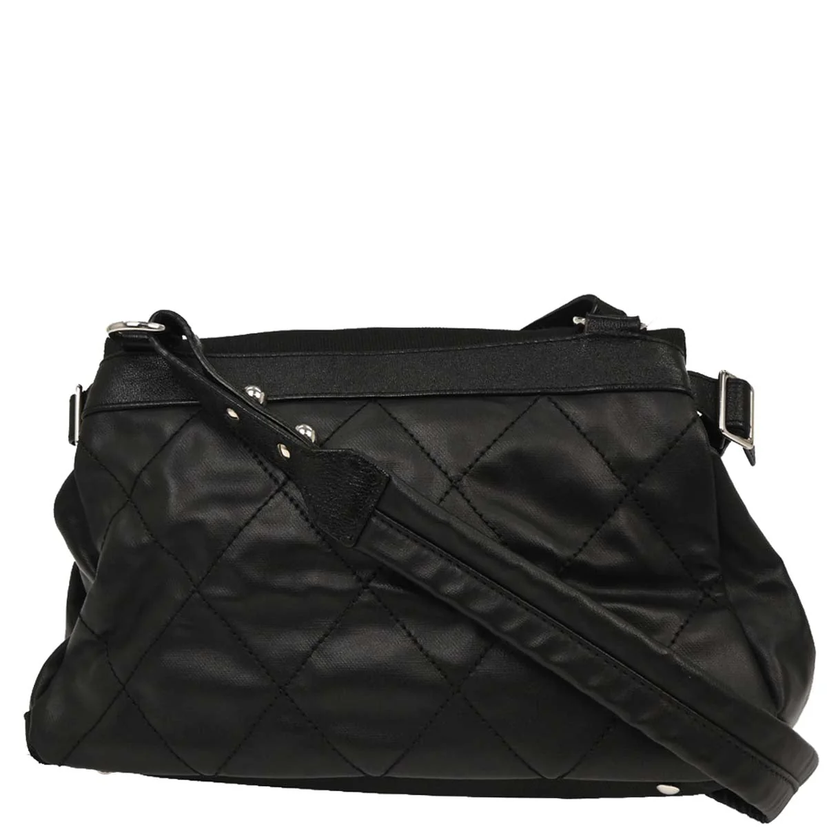 Chanel 2006-2008 Black Calfskin Canvas Shoulder Bag - Image 2