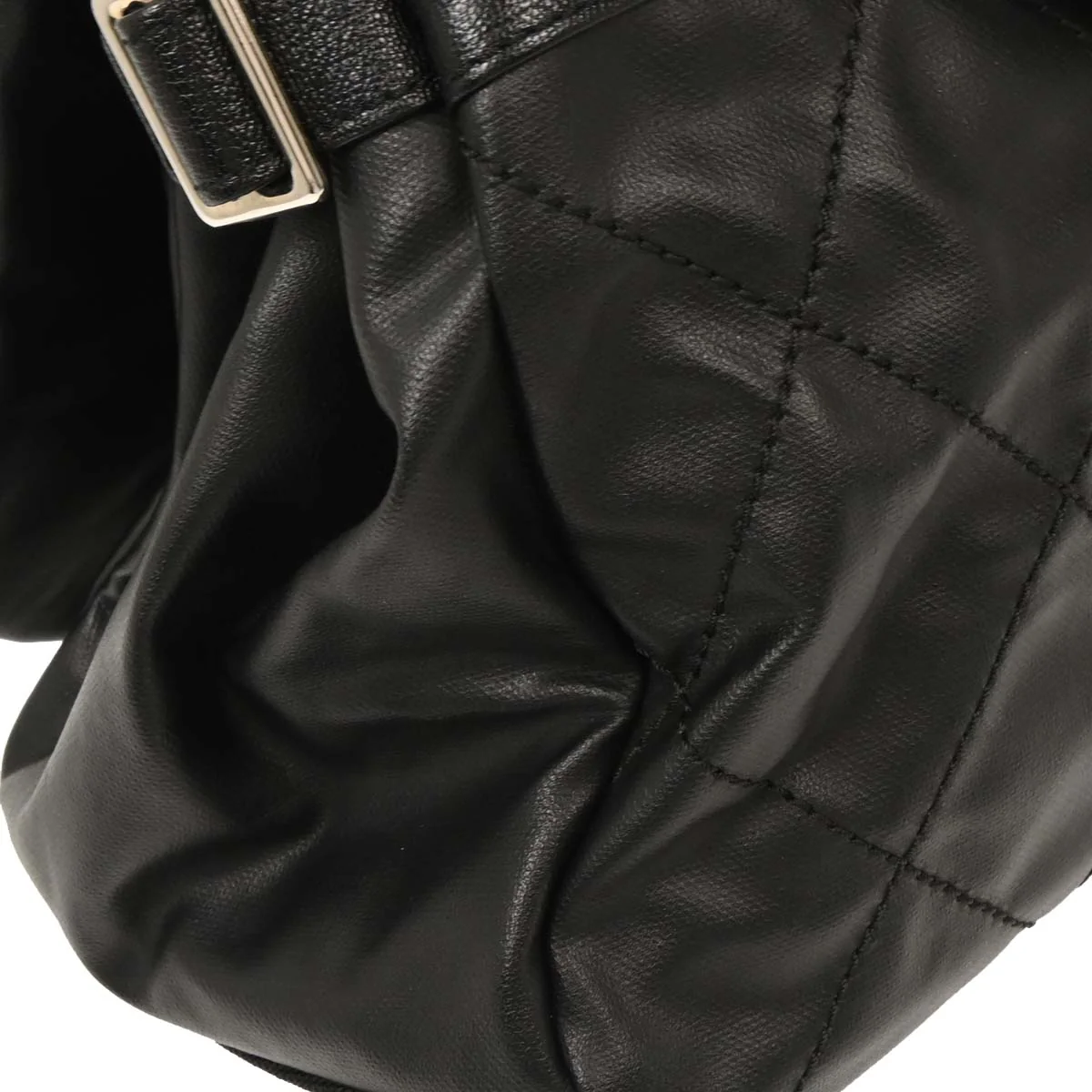 Chanel 2006-2008 Black Calfskin Canvas Shoulder Bag - Image 4