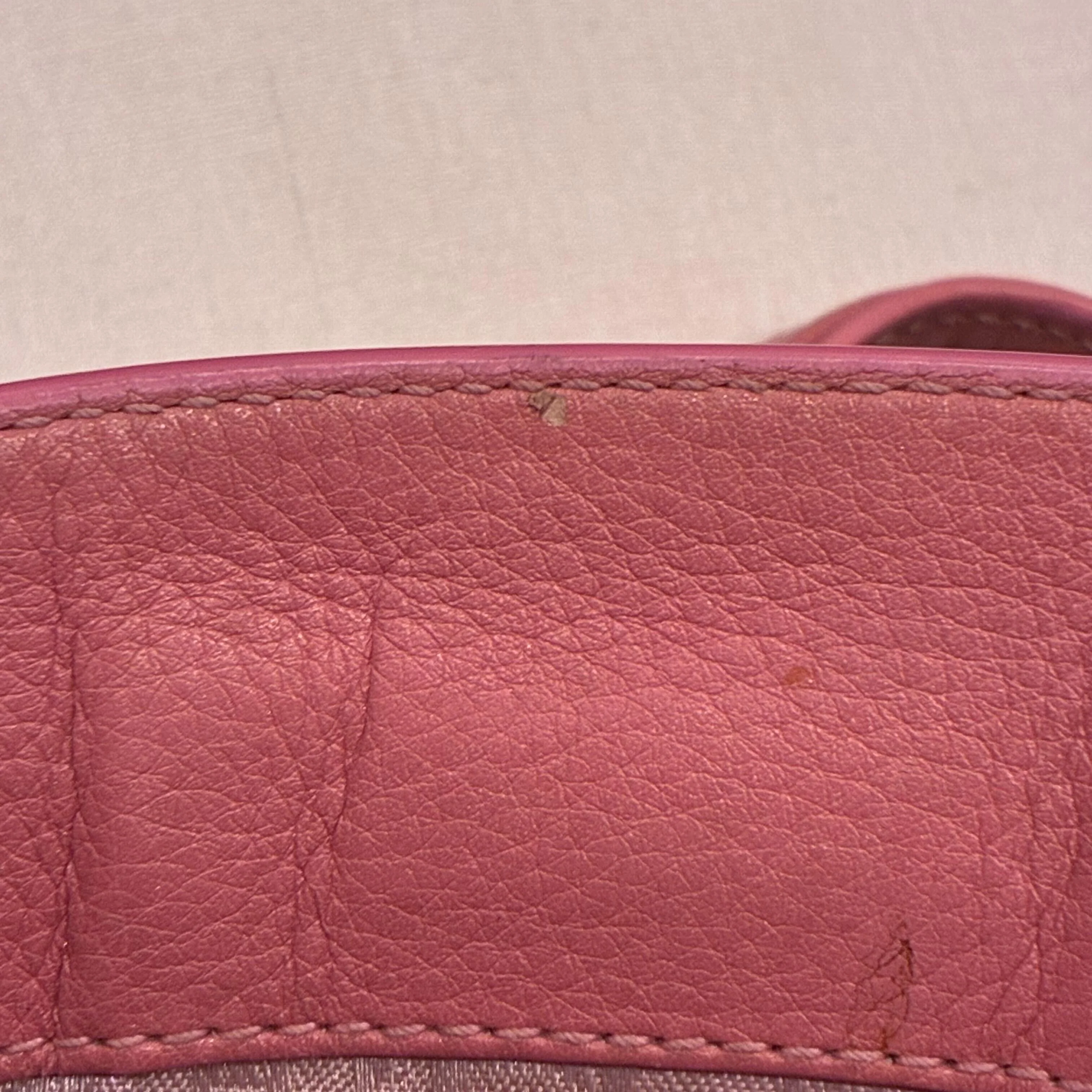 Christian Dior Pink Leather Embroidered Flower Tote Handbag - Image 12
