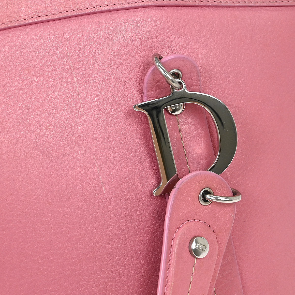 Christian Dior Pink Leather Embroidered Flower Tote Handbag - Image 5