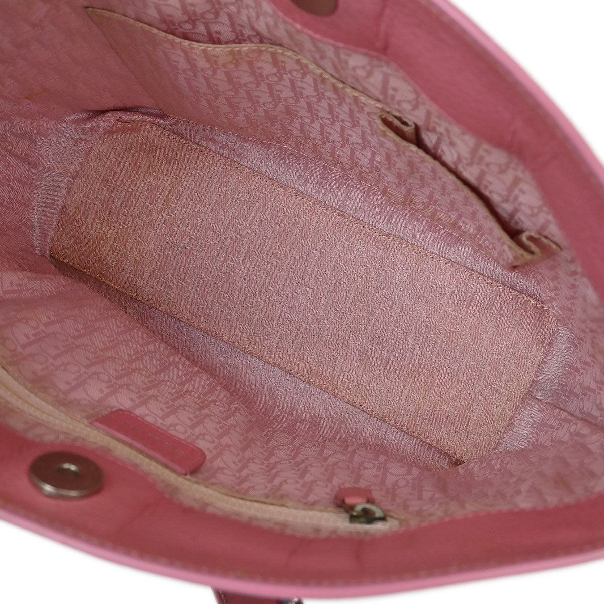 Christian Dior Pink Leather Embroidered Flower Tote Handbag - Image 8