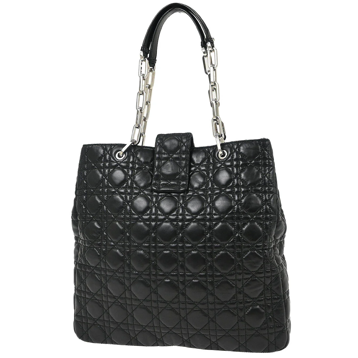 Christian Dior Black Lambskin Lady Dior Cannage Tote Handbag - Image 2