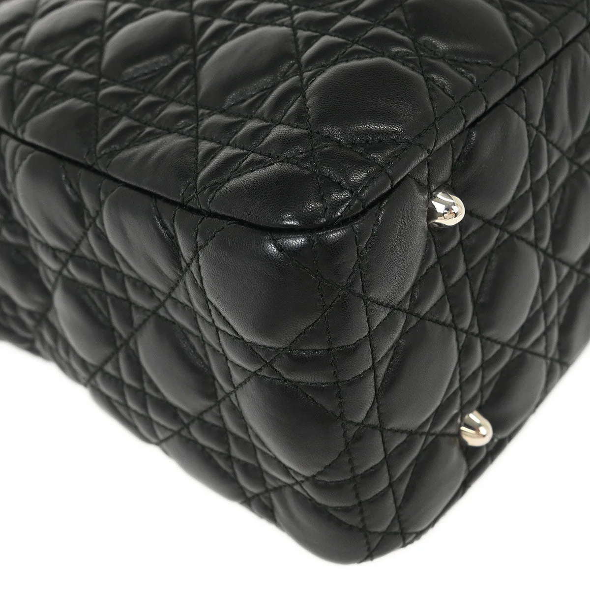 Christian Dior Black Lambskin Lady Dior Cannage Tote Handbag - Image 3