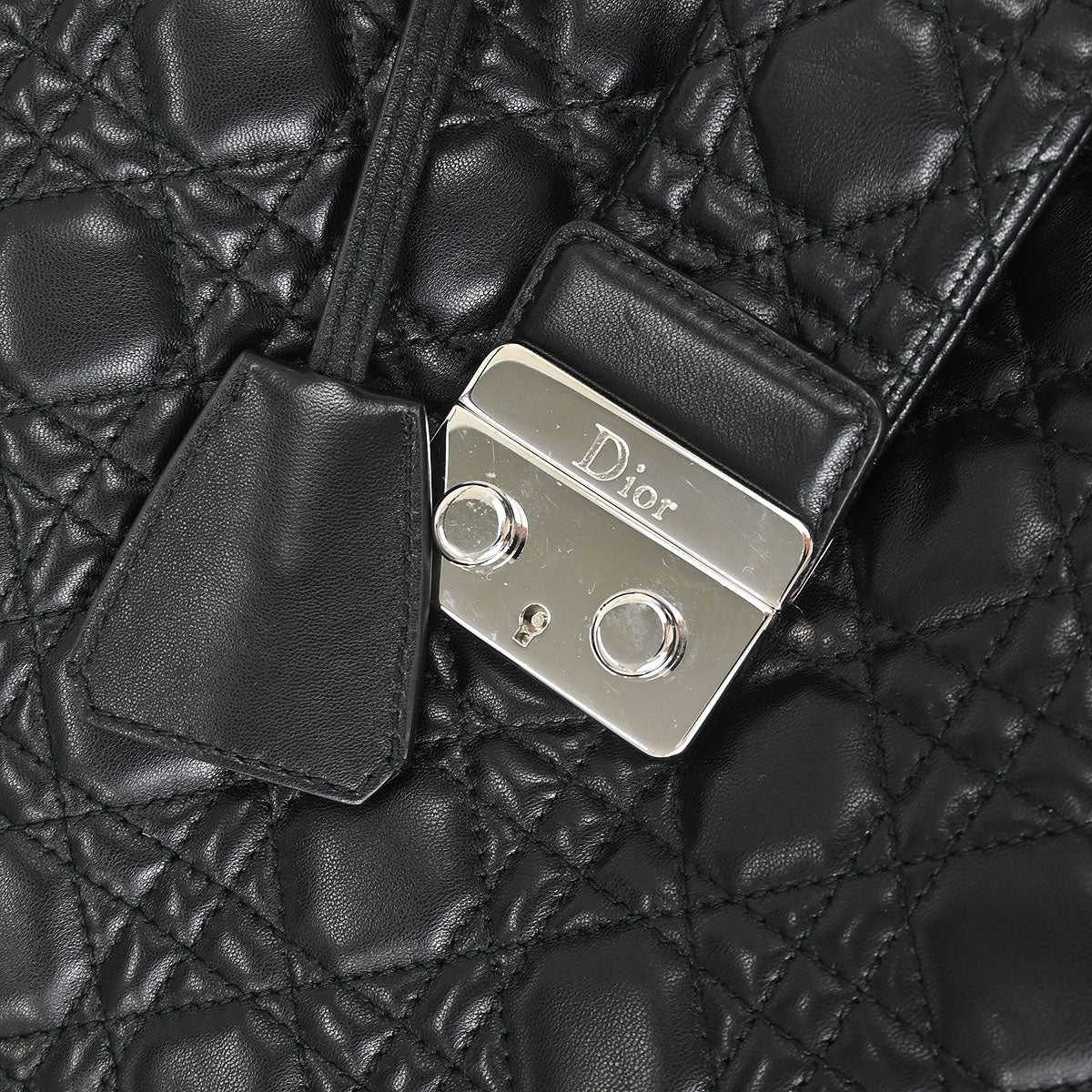 Christian Dior Black Lambskin Lady Dior Cannage Tote Handbag - Image 4