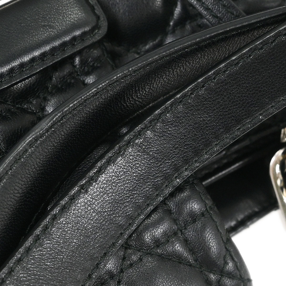 Christian Dior Black Lambskin Lady Dior Cannage Tote Handbag - Image 5