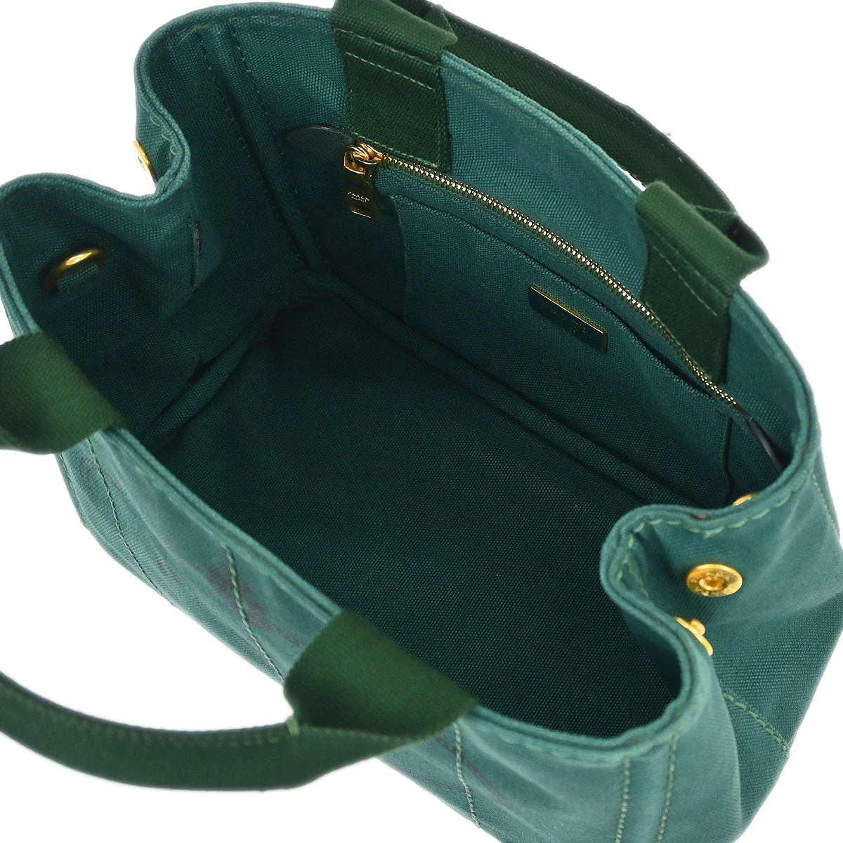 Prada Green Canvas Canapa Tote Handbag - Image 6
