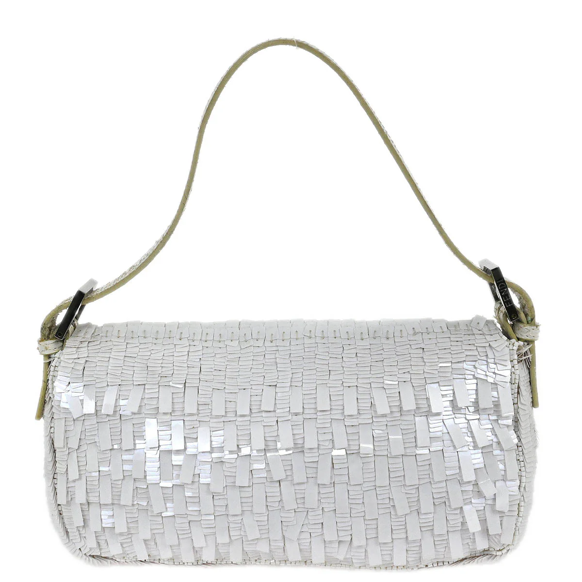 Fendi * White Sequins Python Baguette Handbag - Image 2
