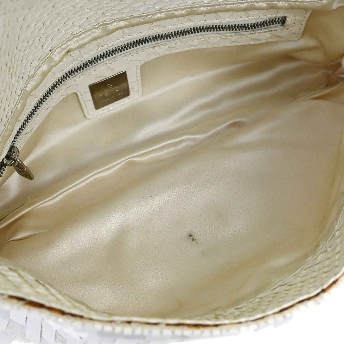 Fendi * White Sequins Python Baguette Handbag - Image 7