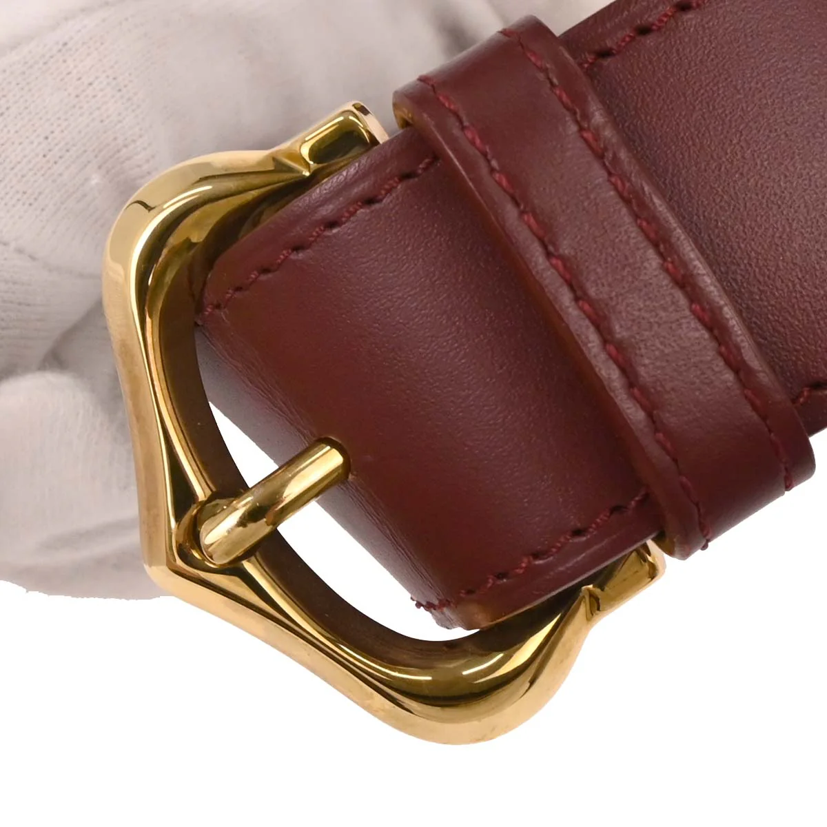 Cartier Bordeaux Leather Handbag - Image 4