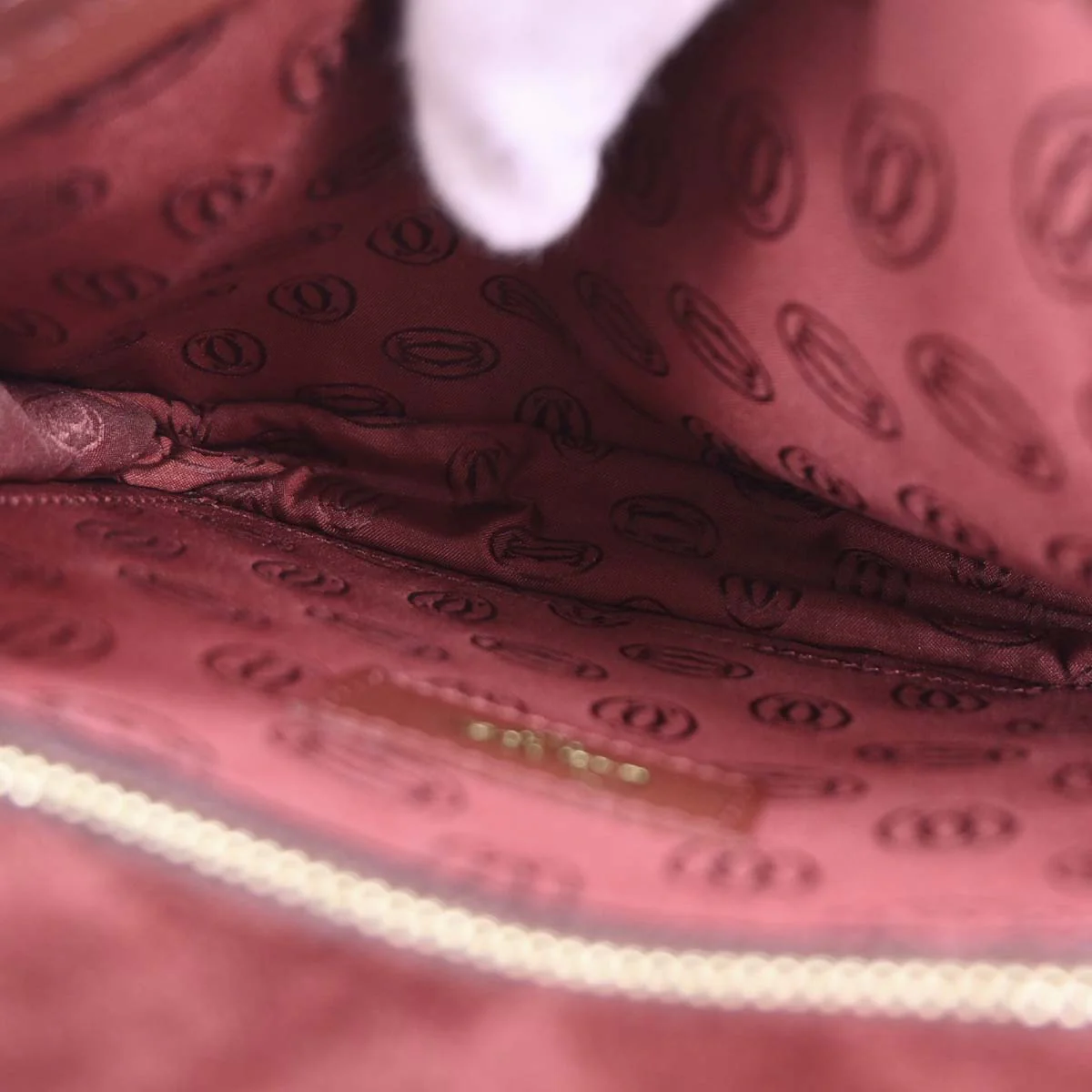 Cartier Bordeaux Leather Handbag - Image 9