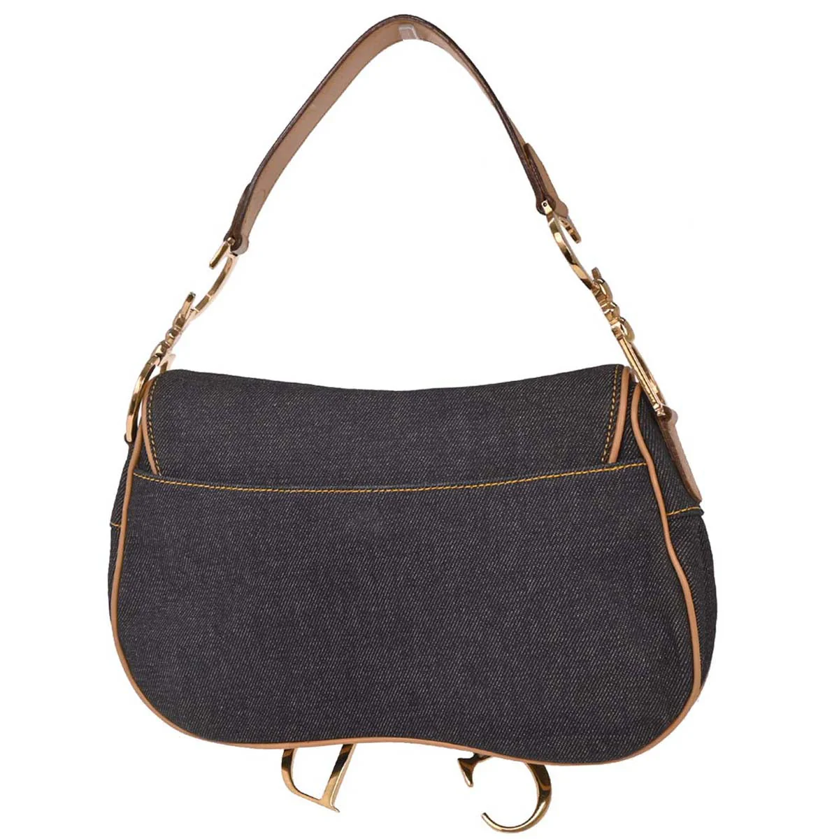 Christian Dior 2002 Navy Denim Double Saddle Handbag - Image 2