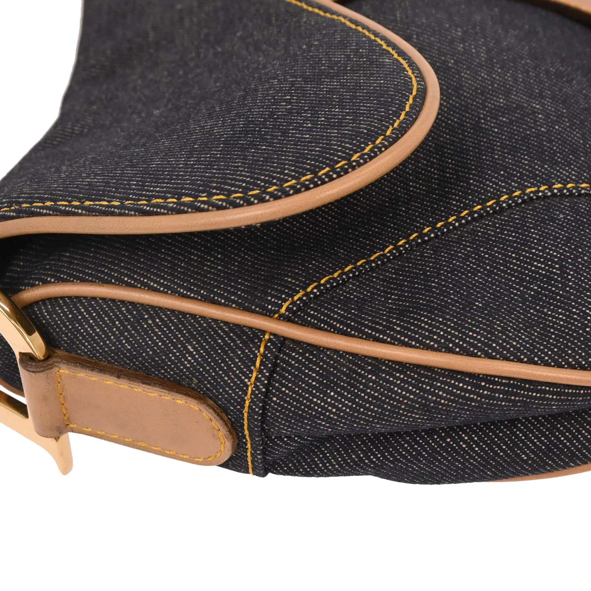 Christian Dior 2002 Navy Denim Double Saddle Handbag - Image 7