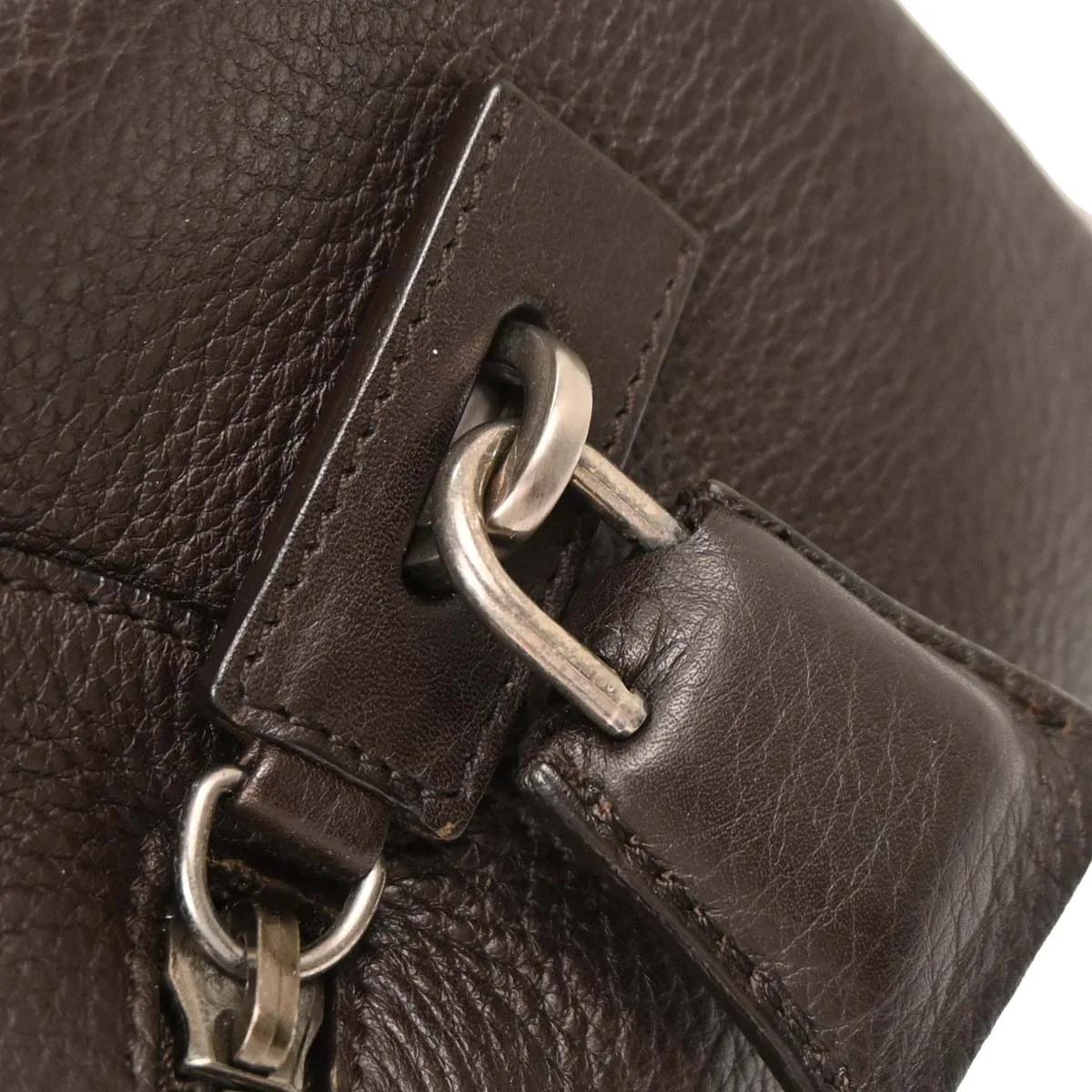 Prada Dark Brown Leather Handbag - Image 6
