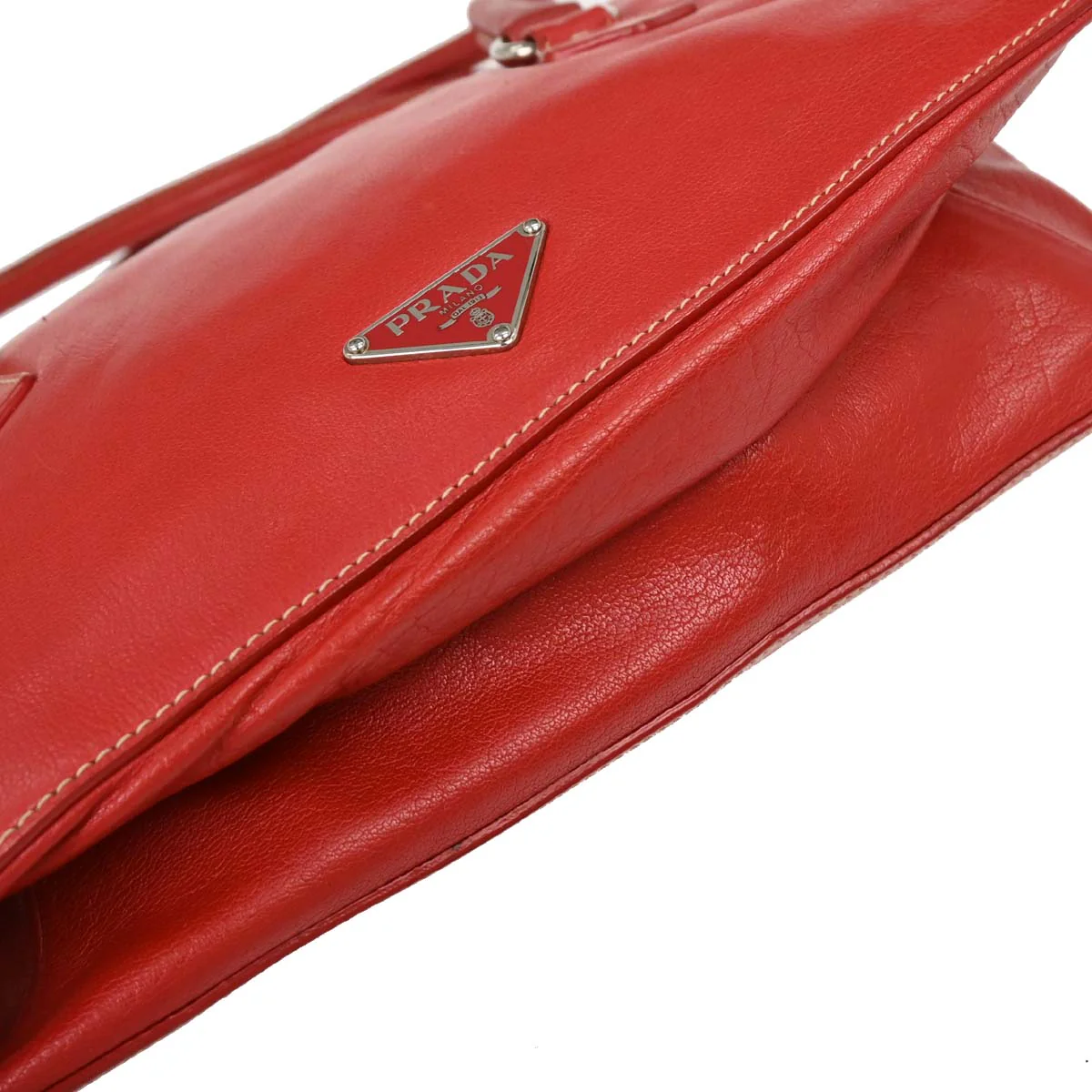 Prada Red Leather Handbag - Image 5