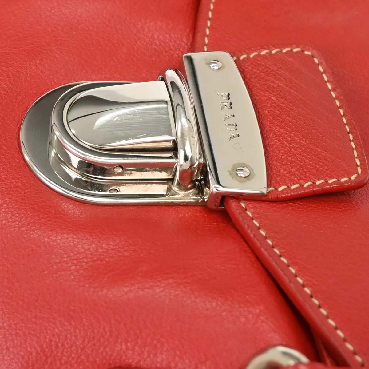 Prada Red Leather Handbag - Image 6