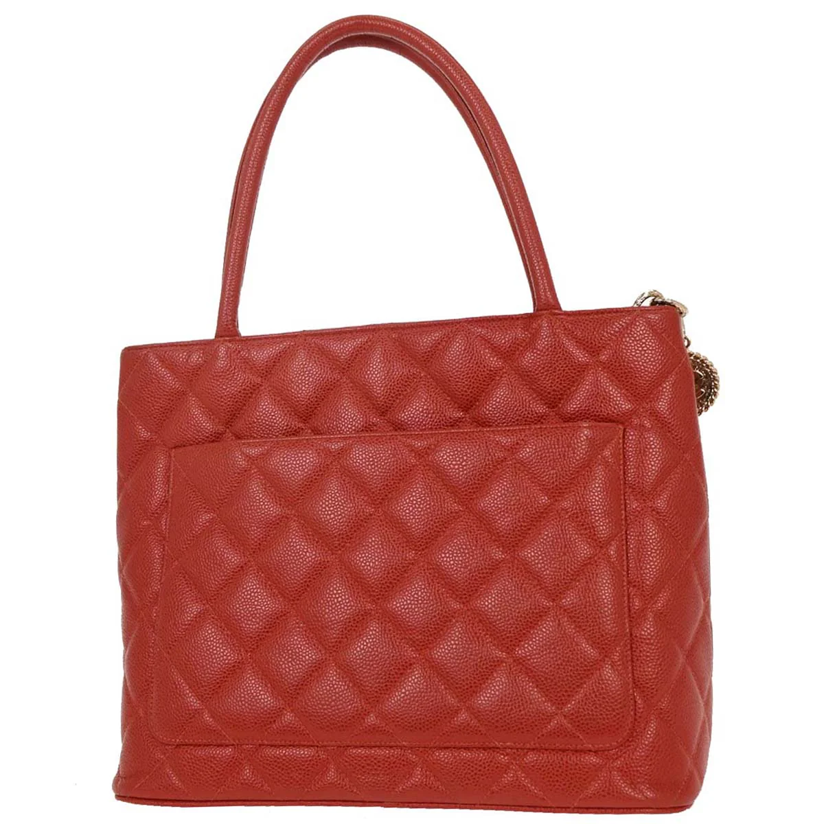 Chanel 2001-2003 Red Caviar Medallion Tote Handbag - Image 2