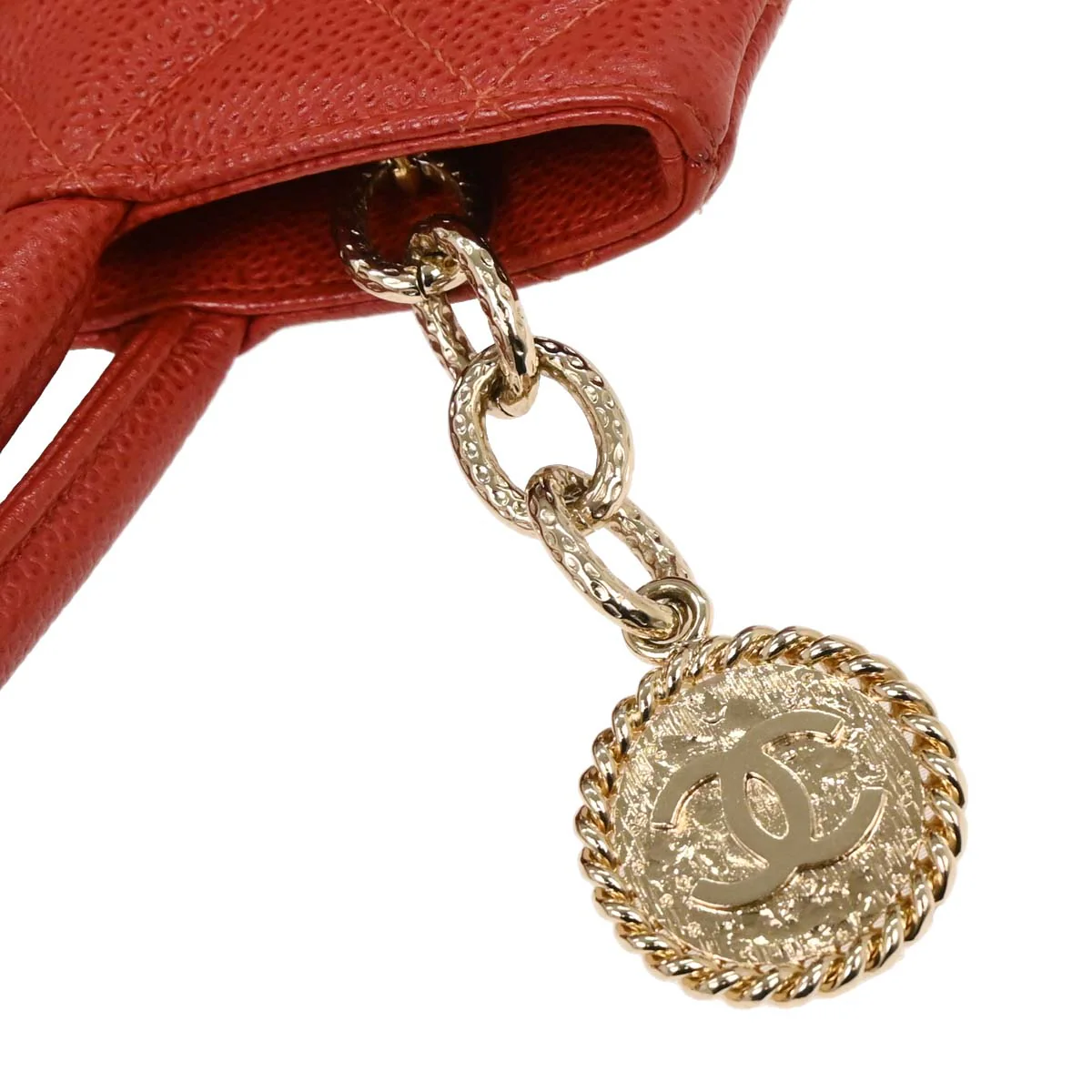 Chanel 2001-2003 Red Caviar Medallion Tote Handbag - Image 4