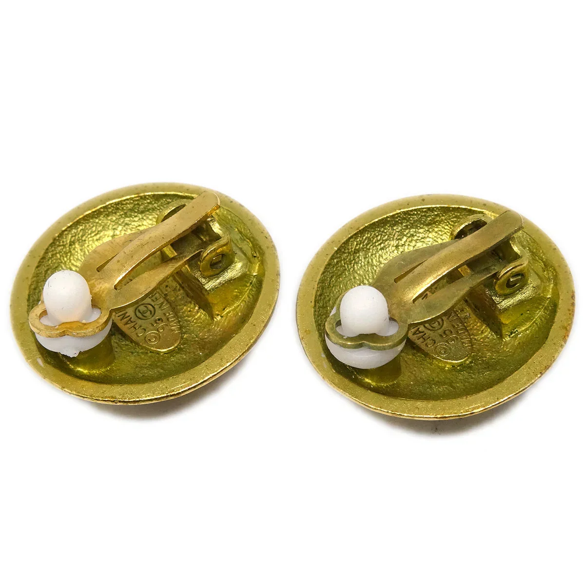 Chanel Gold Button Earrings Clip-On 95C - Image 3