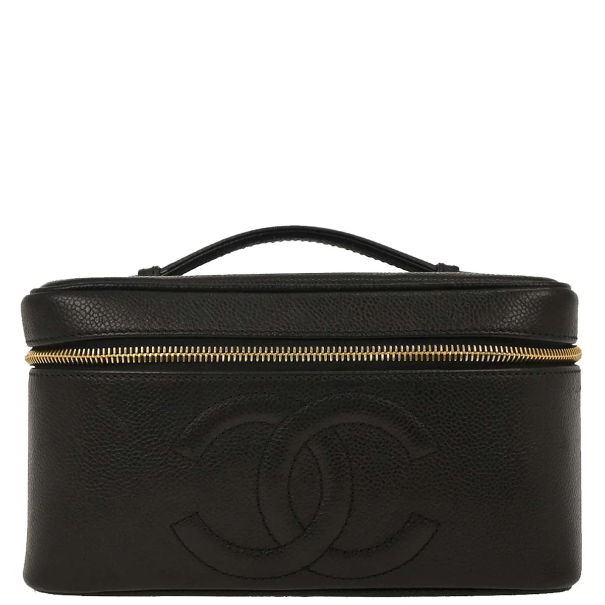 Chanel 1997-1999 Black Caviar Vanity Handbag