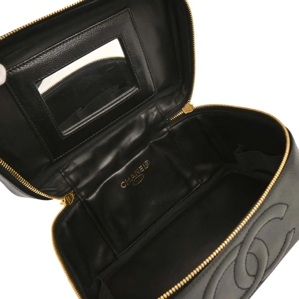 Chanel 1997-1999 Black Caviar Vanity Handbag - Image 7