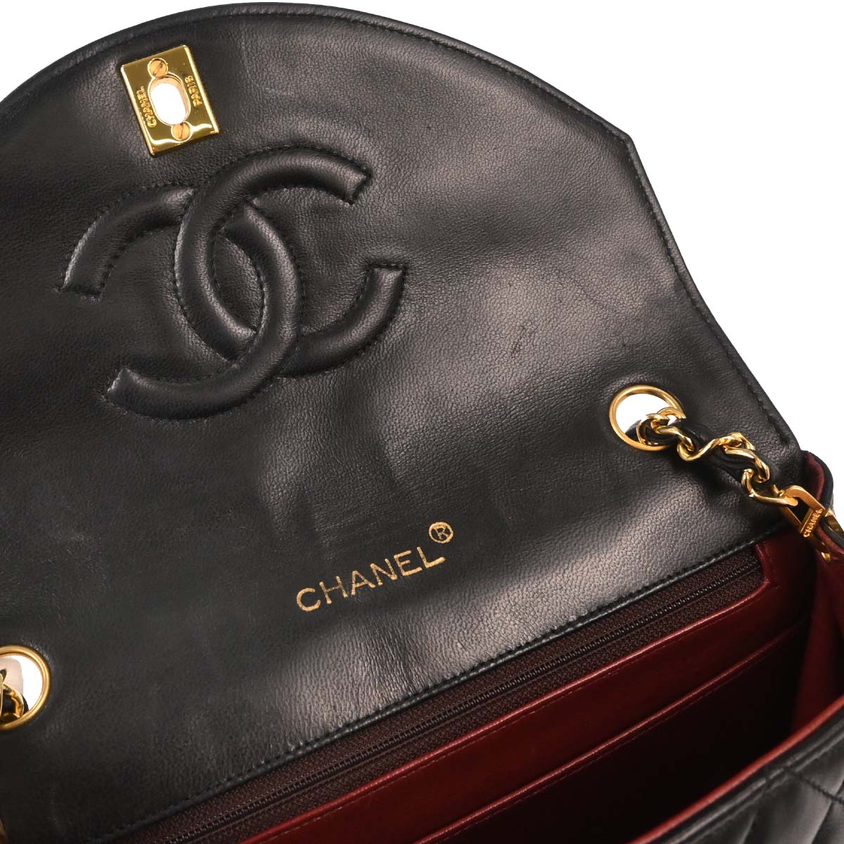 Chanel 1986-1988 Black Lambskin Shoulder Bag - Image 7
