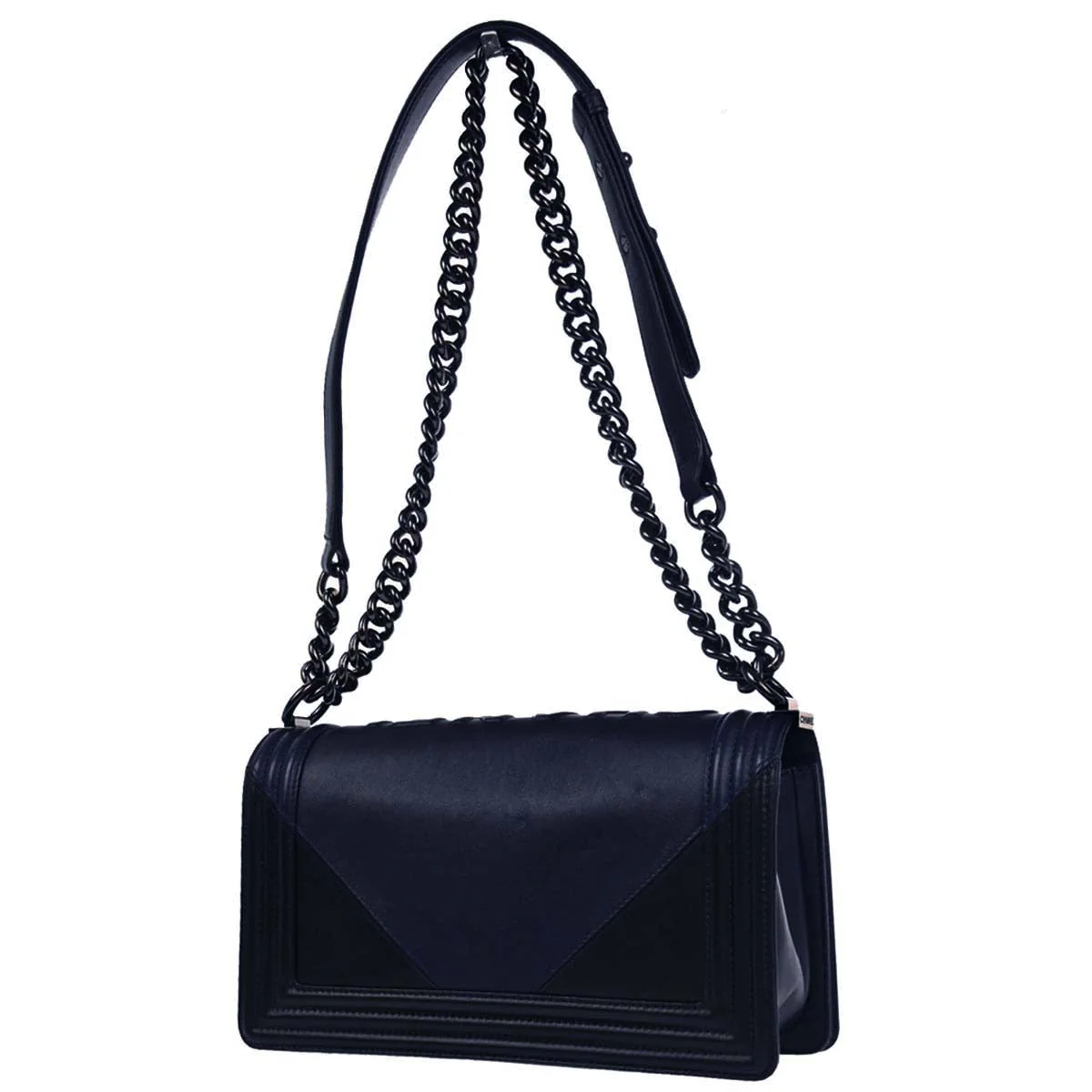 Boy Chanel 2017 Navy Black Lambskin Medium Shoulder Bag - Image 2