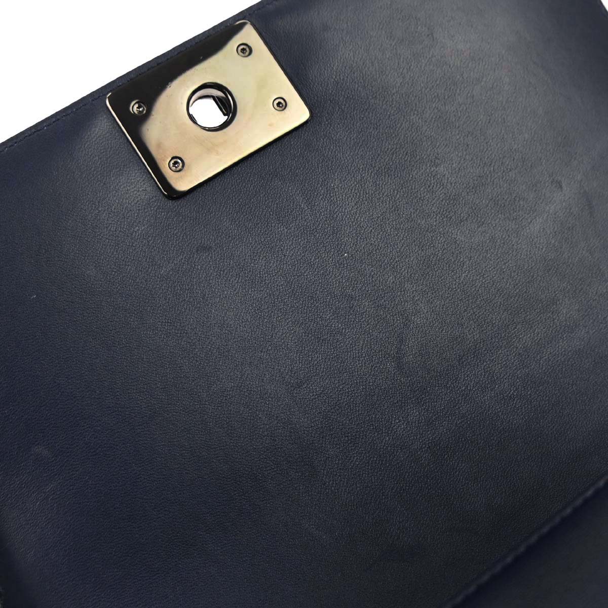 Boy Chanel 2017 Navy Black Lambskin Medium Shoulder Bag - Image 7