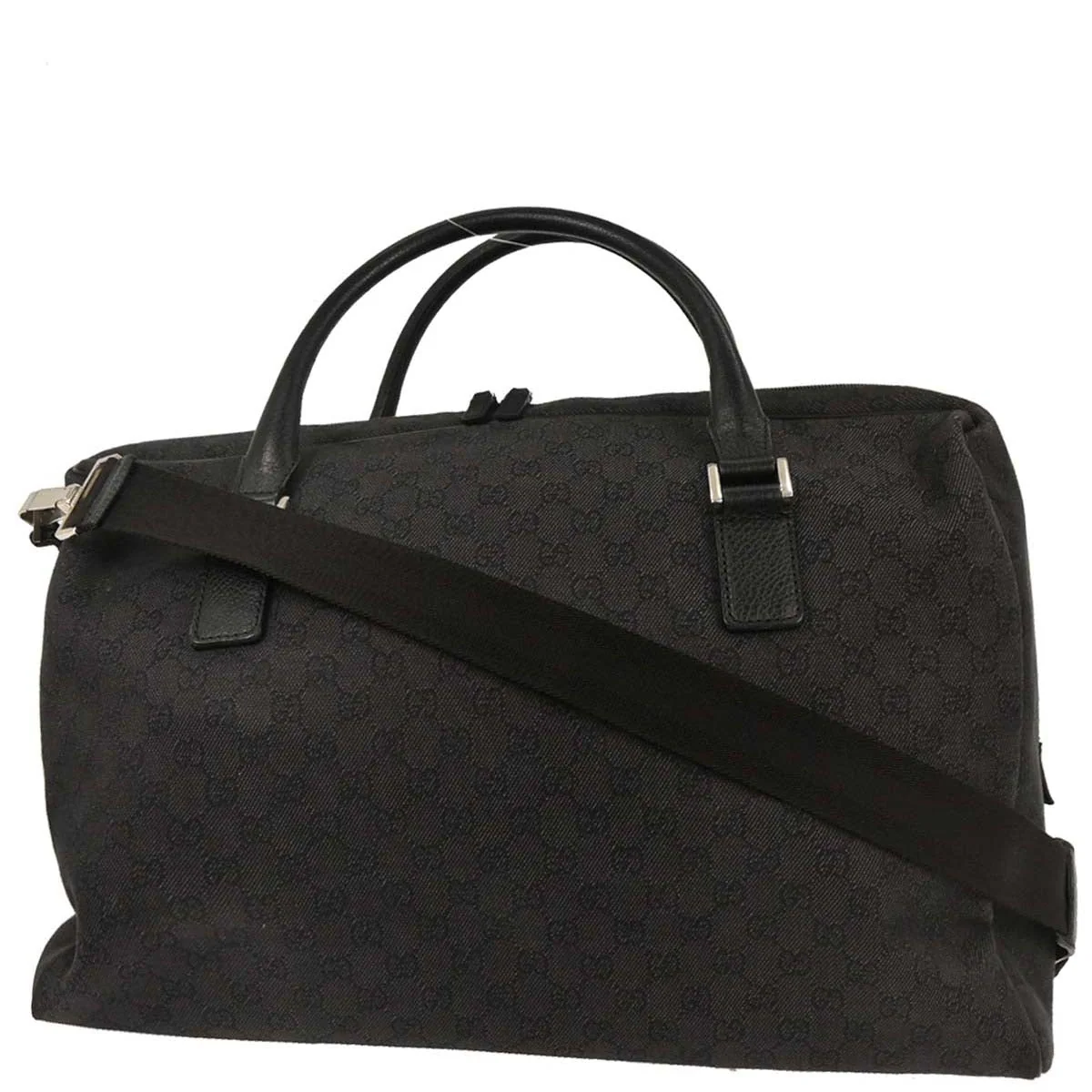 Gucci Black Canvas GG 2way Shoulder Duffel Handbag - Image 2