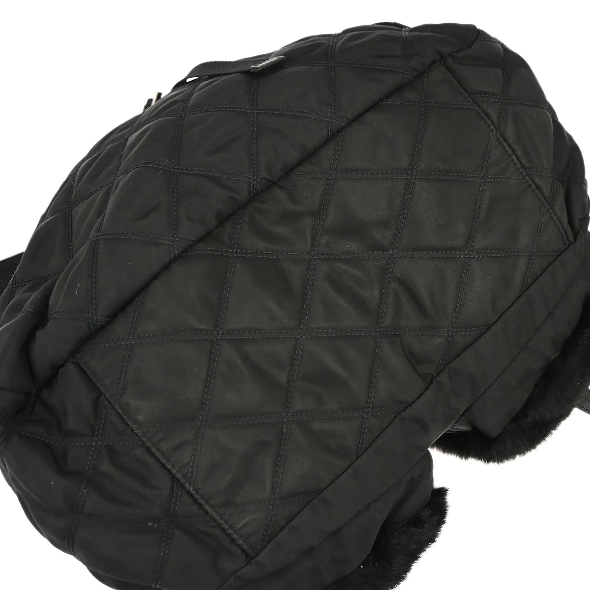 Prada Black Fur Nylon Backpack - Image 5