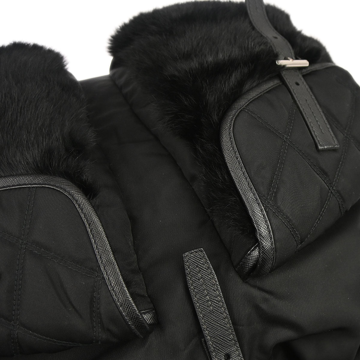 Prada Black Fur Nylon Backpack - Image 6