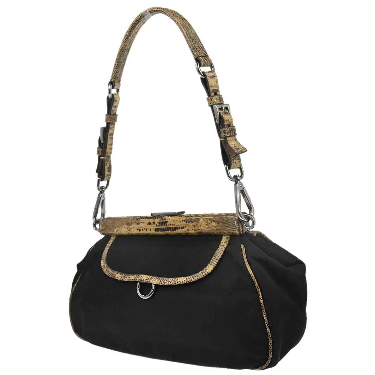 Prada * Black Nylon Lizard Handbag - Image 2