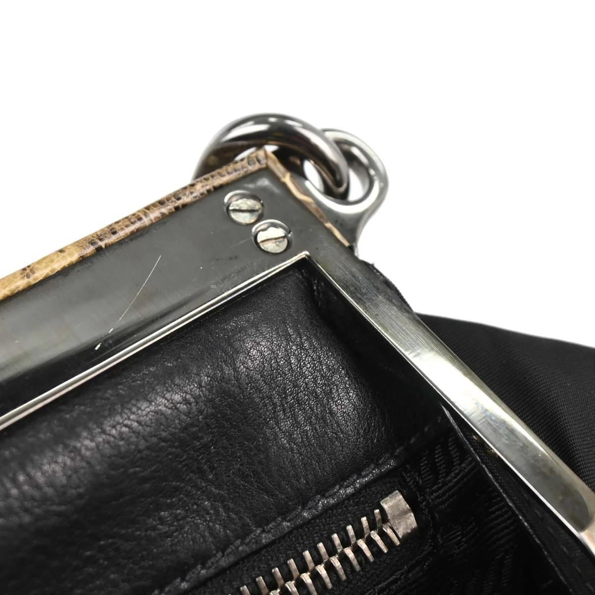 Prada * Black Nylon Lizard Handbag - Image 9