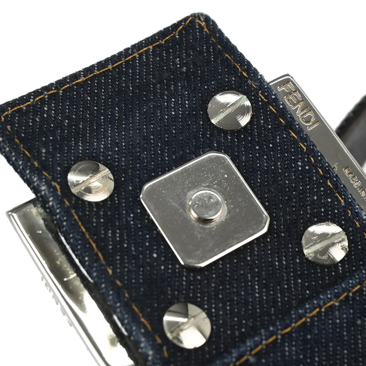 Fendi Navy Denim Floral Baguette Handbag - Image 7