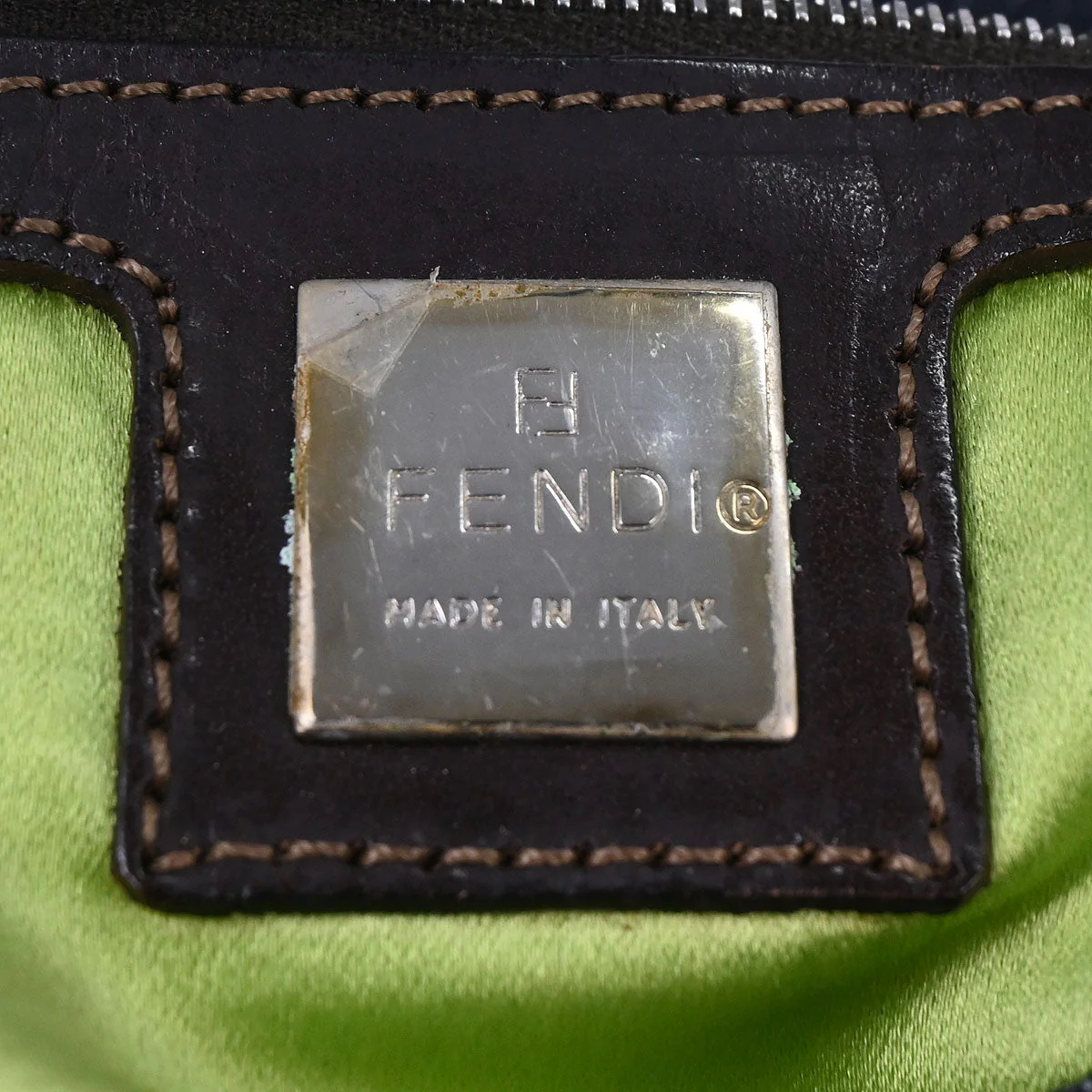Fendi Navy Denim Floral Baguette Handbag - Image 9